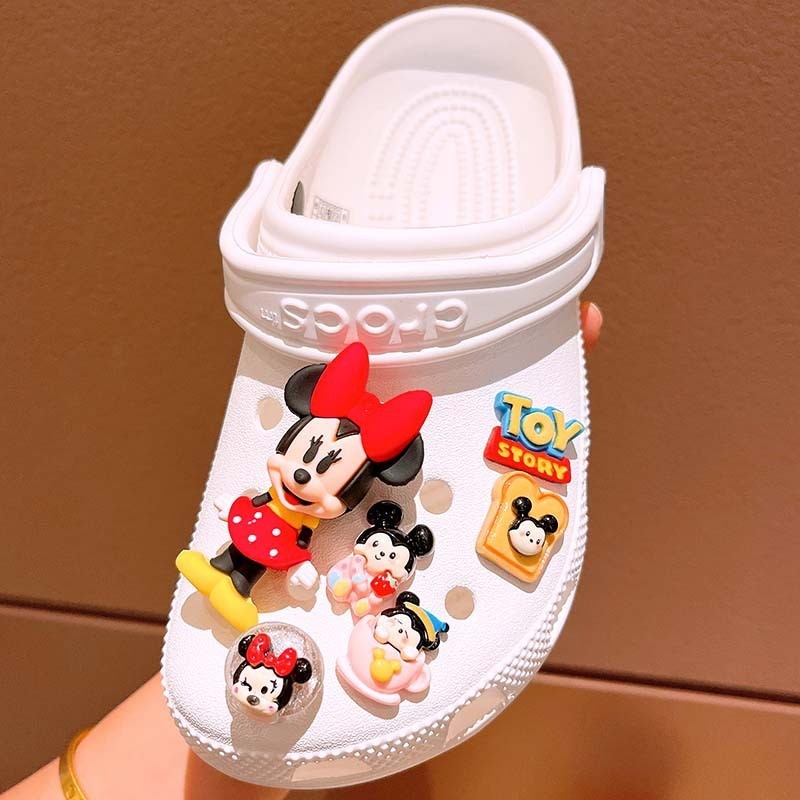 การ์ตูน Minnie Jibits ชุดของเล่น Story Jibitz Croc Charm Mickey Croc Jibbits สําหรับเด็กรองเท้าอุปกรณ์เสริมรองเท้า Charms Pin ตกแต่ง