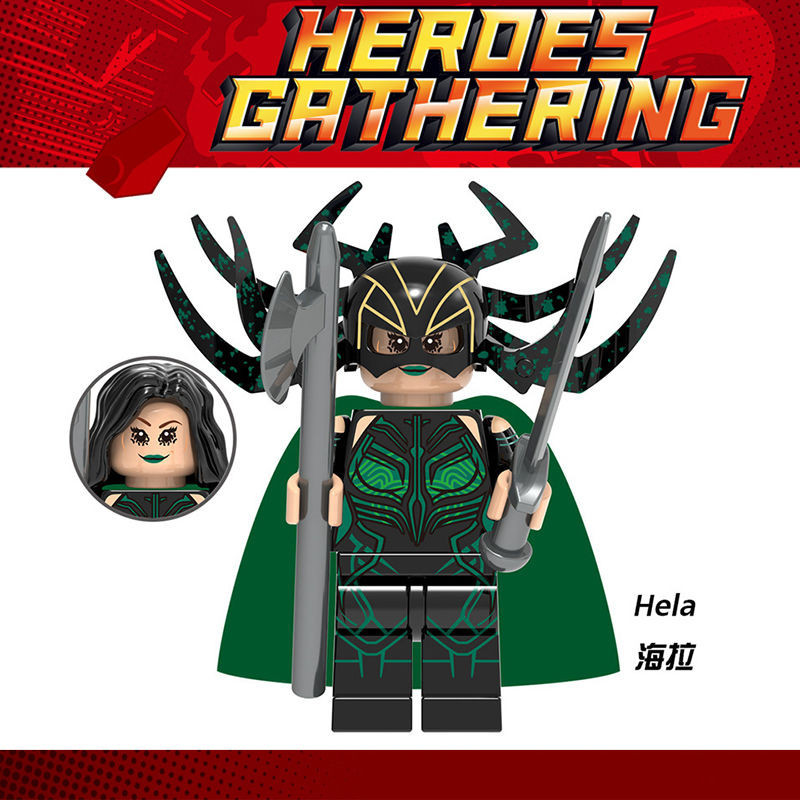 Minifigure ใช ้ งานร ่ วมกับ Lego การศึกษา Thor Building Blocks Superhero ของเล ่ น 3 เด ็ กประกอบ Avengers Hella OJNP