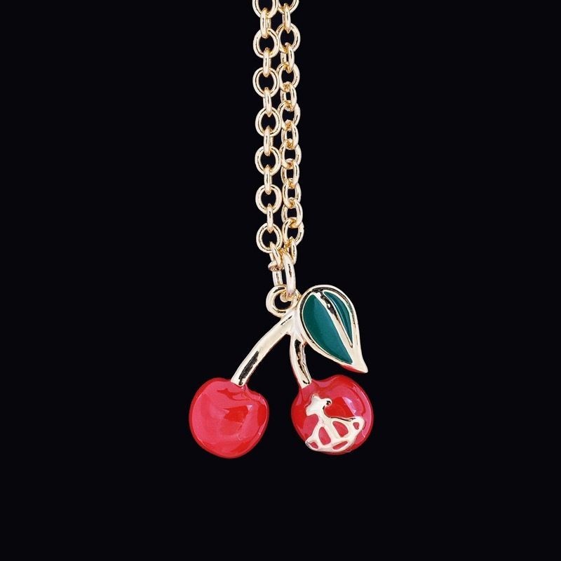 Viviennewestwood Viviennewestwood สร้อยคอเชอร์รี่สามมิติหญิง Viviennewestwood สไตล์ใหม่ที่ไม่ซ้ํากันสามมิติ Golden Cherry สร้อยคอ