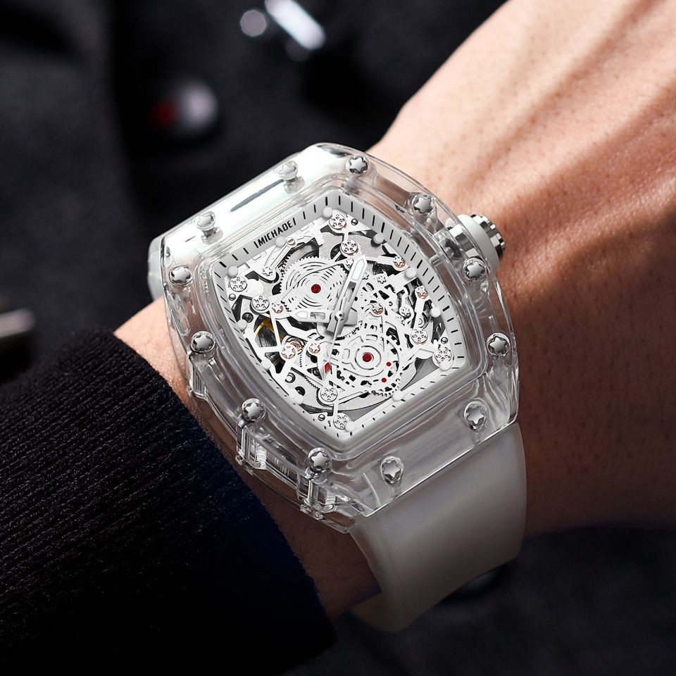 [2024 สไตล์ใหม่] Bugatti Transparent Richard Hollow Automatic Mechanical Watch Fashion Barrel Miller