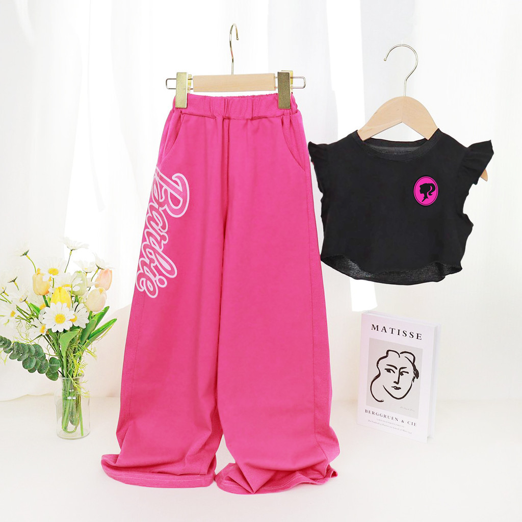 [Original ] Babie Girls Clothes Set เสื ้ อกล ้ ามและกางเกงแฟชั ่ นชุดเสื ้ อผ ้ าเด ็ ก 3-7 ปี