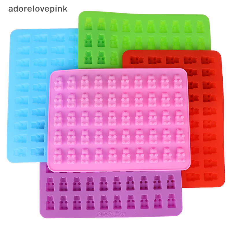 Adorelovepink ช็อกโกแลตแม่พิมพ์แม่พิมพ์ซิลิโคน 53 Cavity Gummy Bear Candy ถาดน้ําแข็ง Jelly Moulds ไทย