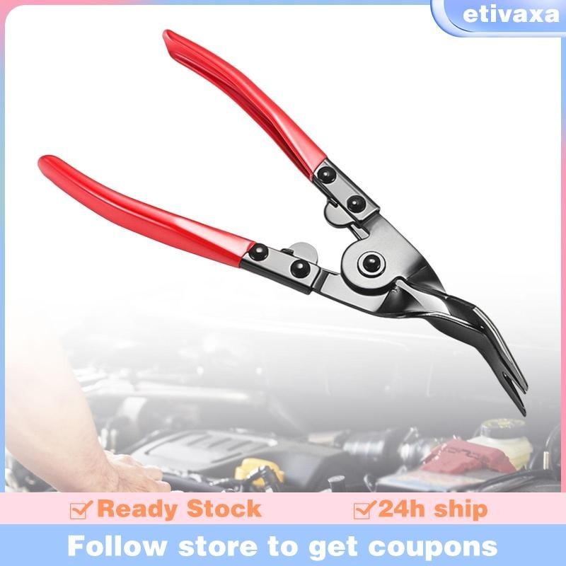 [Etivaxa ] Snap Pliers Nonslip Handle Professional with Bent Jaw Hose Clamp Pliers