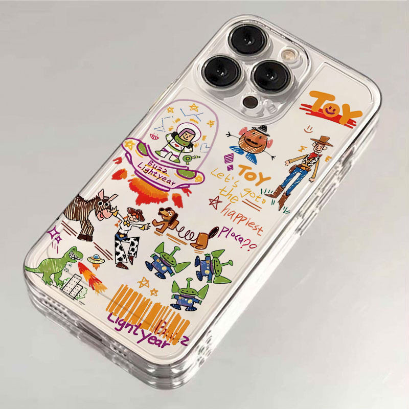 Disney Toy Story และ Alien รวมทุกอย่างน่ารักสําหรับ LABU IPhone11 กรณี IPhone 12/13/14/15 Plus สนุกซิลิโคนนุ่ม X/7/8 Drop-Proof กันกระแทกป้องกันกรณี