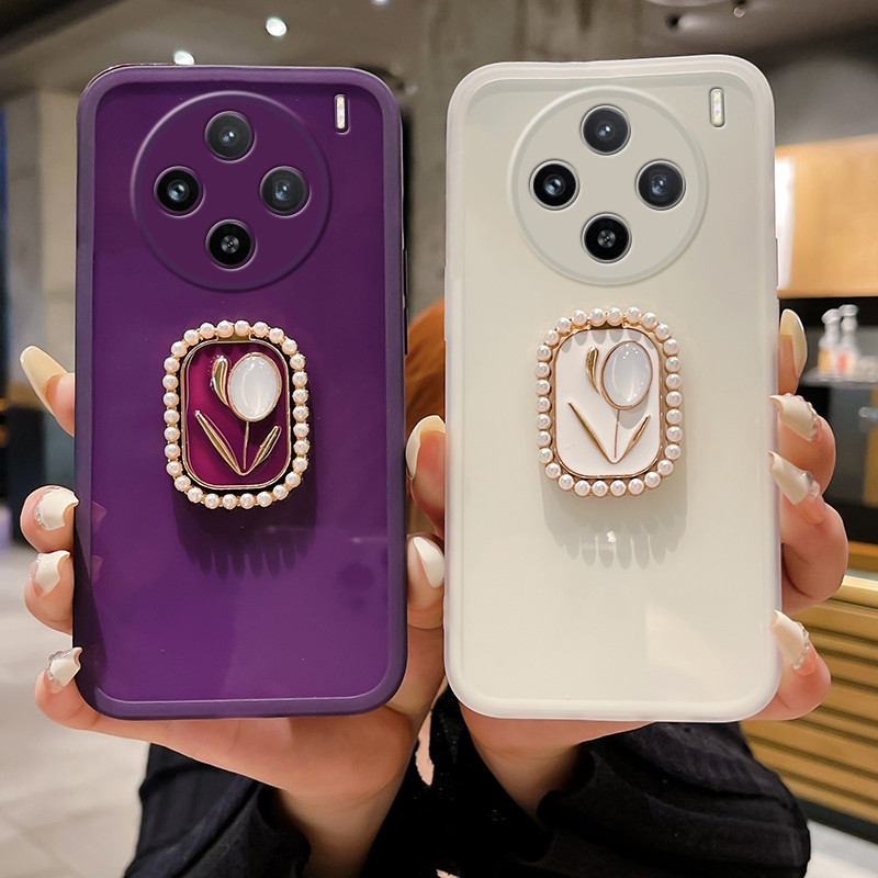เคสโทรศัพท์สําหรับvivo X200 Pro X200Pro Mini X100 Ultra X100S Proดอกไม้มุกขาตั้งFullกล้องป้องกันฟิล์มโปร่งใสนุ่มสําหรับVivo X100Ultra X 100s
