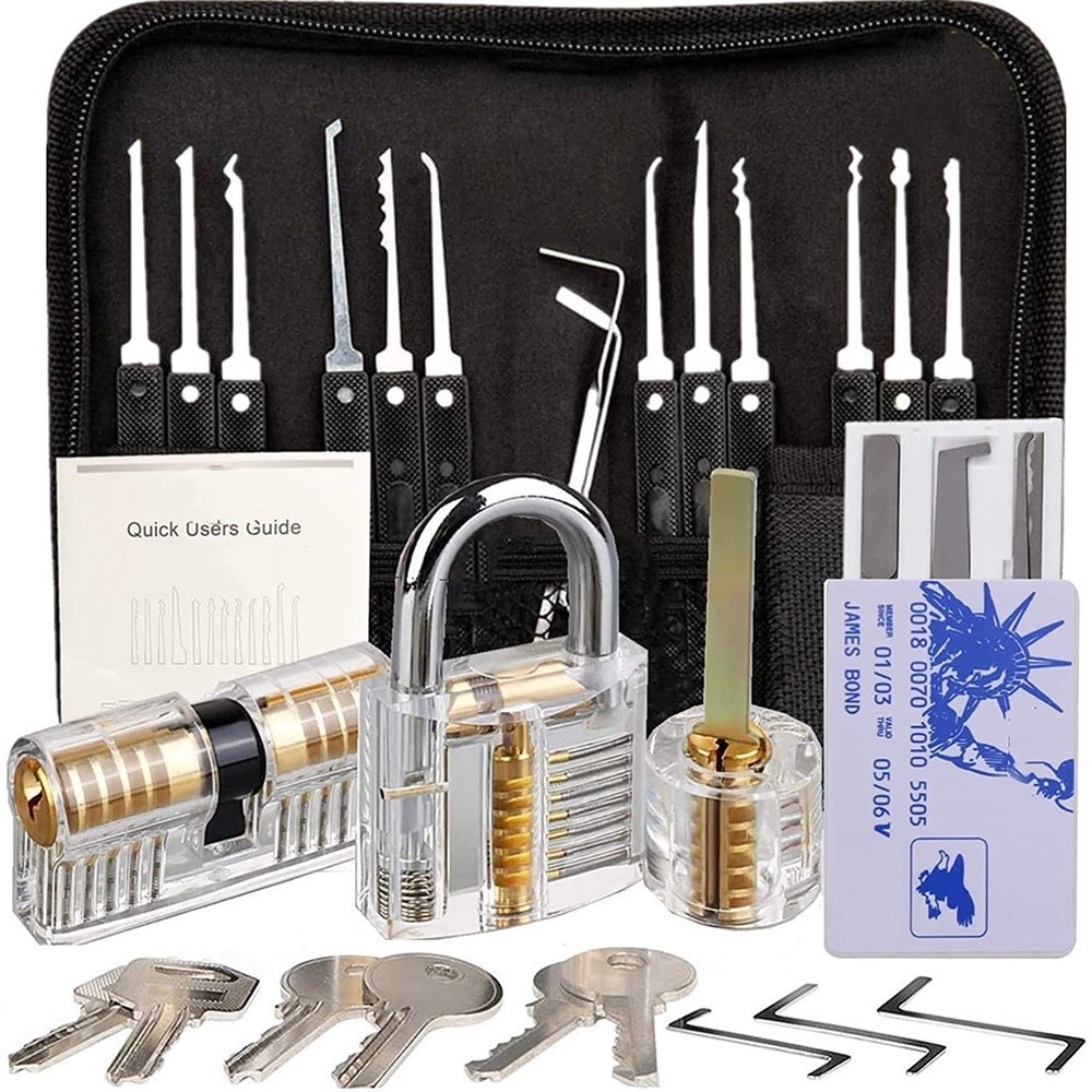 Professional Lock Pick Set , Picking Tool  Clear Practice Padlock+Keys for Training Locks Lockpicking, Beginner Locksmit