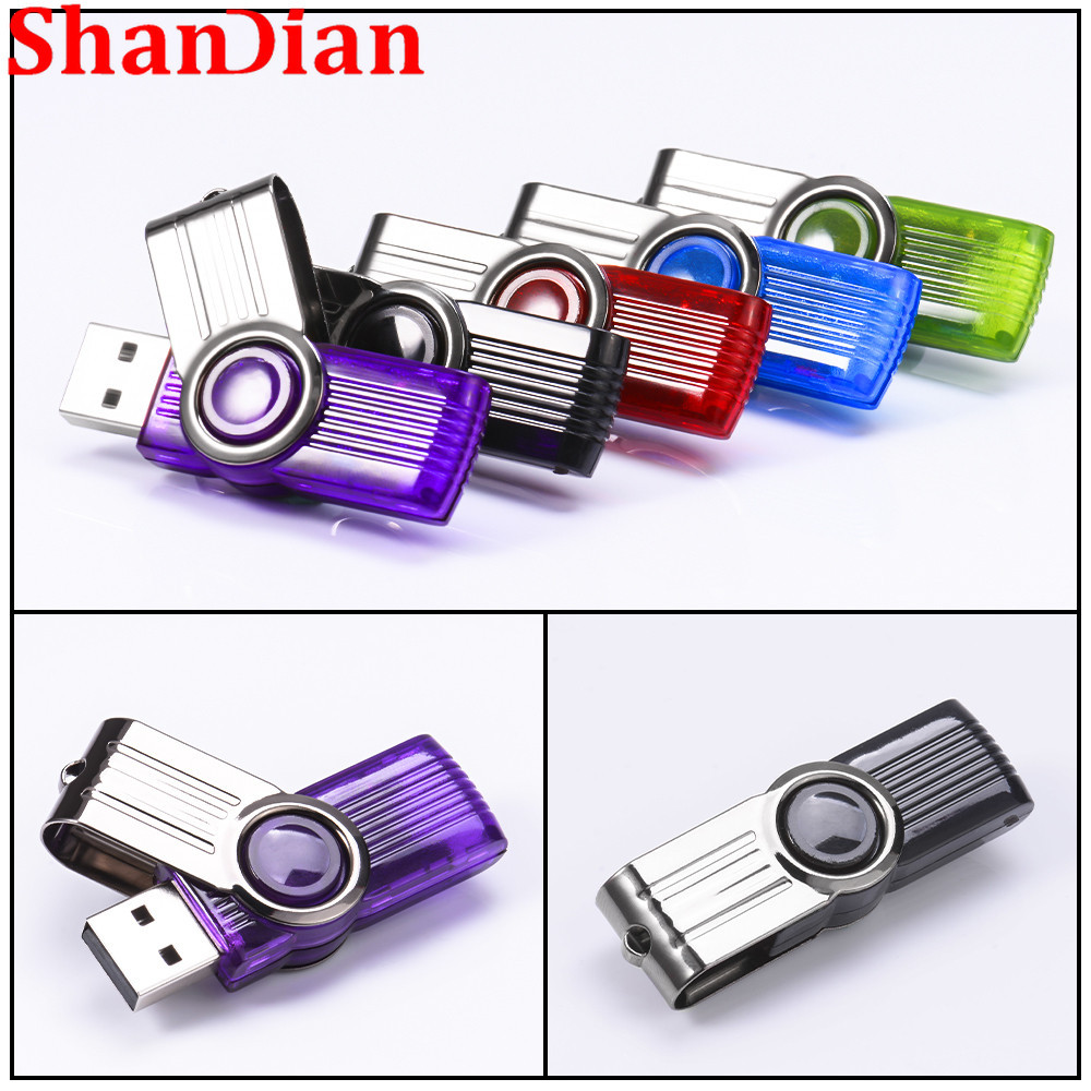 Shandian ความเร็วสูง USB 2.0 แฟลชไดรฟ์ 128GB ขายขายส่งแฟลชไดรฟ์ 64GB Rotatable Pendrive 32GB แฟลชไดรฟ์โลหะ 16GB Mini Thumbdrive 8GB ธุรกิจของขวัญ Memory Stick 4GB