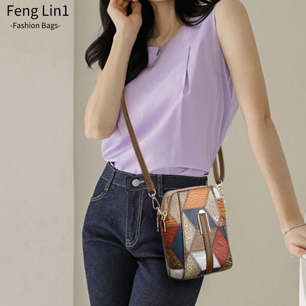 Fengling กระเป ๋ าสะพายไหล ่ หนัง PU กระเป ๋ าสะพายข ้ างเปลือกหอยเล ็ กกระเป ๋ าโทรศัพท ์