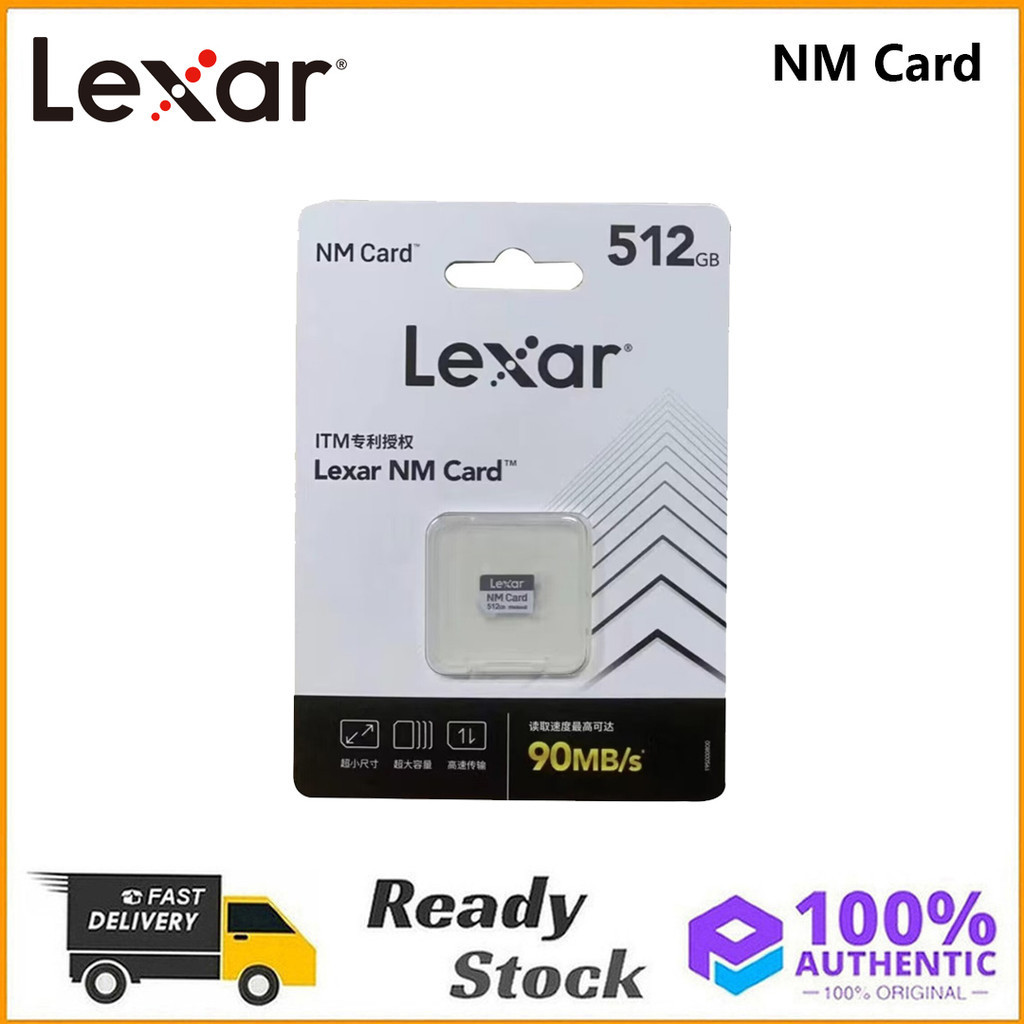 Lexar NM Card 128GB 256GB 512G NM Card Nano การ์ดหน่วยความจําสําหรับ Huawei 90 เมกะไบต์/วินาทีอุปกรณ
