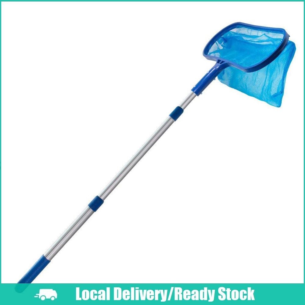 [จัดส่งในพื้นที่] สระว่ายน้ํา Skimmer Net w/Telescopic Pole Ponds ทําความสะอาดเศษใบไม้ Rake AU