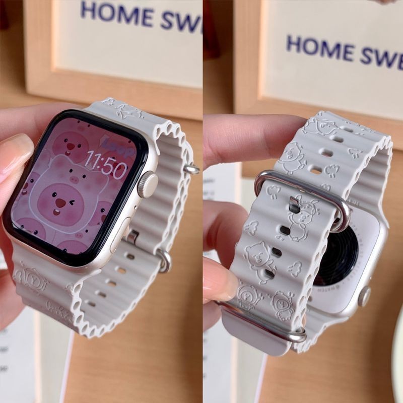 สายนาฬิกาซิลิโคนแกะสลักด้วยเลเซอร์สำหรับนาฬิกา Apple ที่พิมพ์ด้วย applewatch