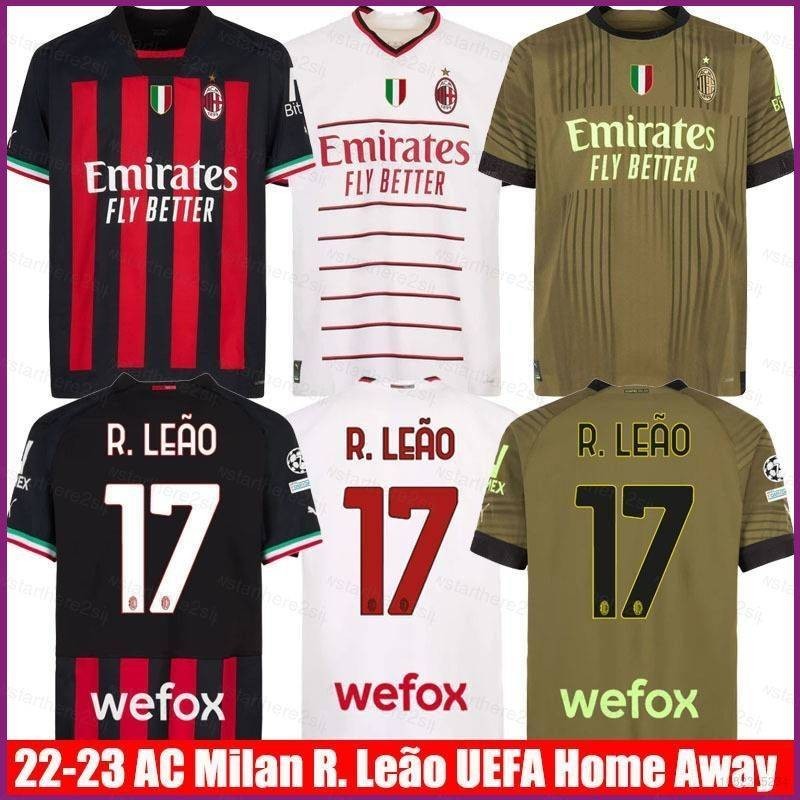 2022-2023 AC Milan Home Away Rafael Leao Jersey เสื ้ อยืดฟุตบอลแขนสั ้ นกีฬา Tee Plus ขนาด