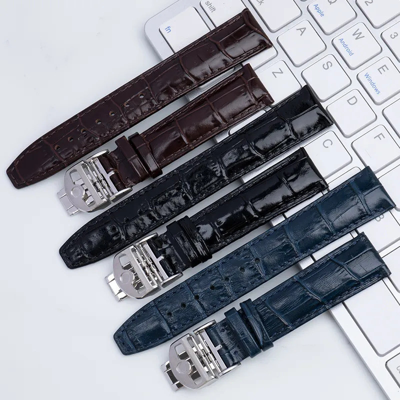 20/21/22 มม.ปลายแบนไม้ไผ่หนังนาฬิกาอุปกรณ์เสริมสําหรับสาย IWC สําหรับ PORTUGAYER PILOTS เข็มขัด/หัวเ