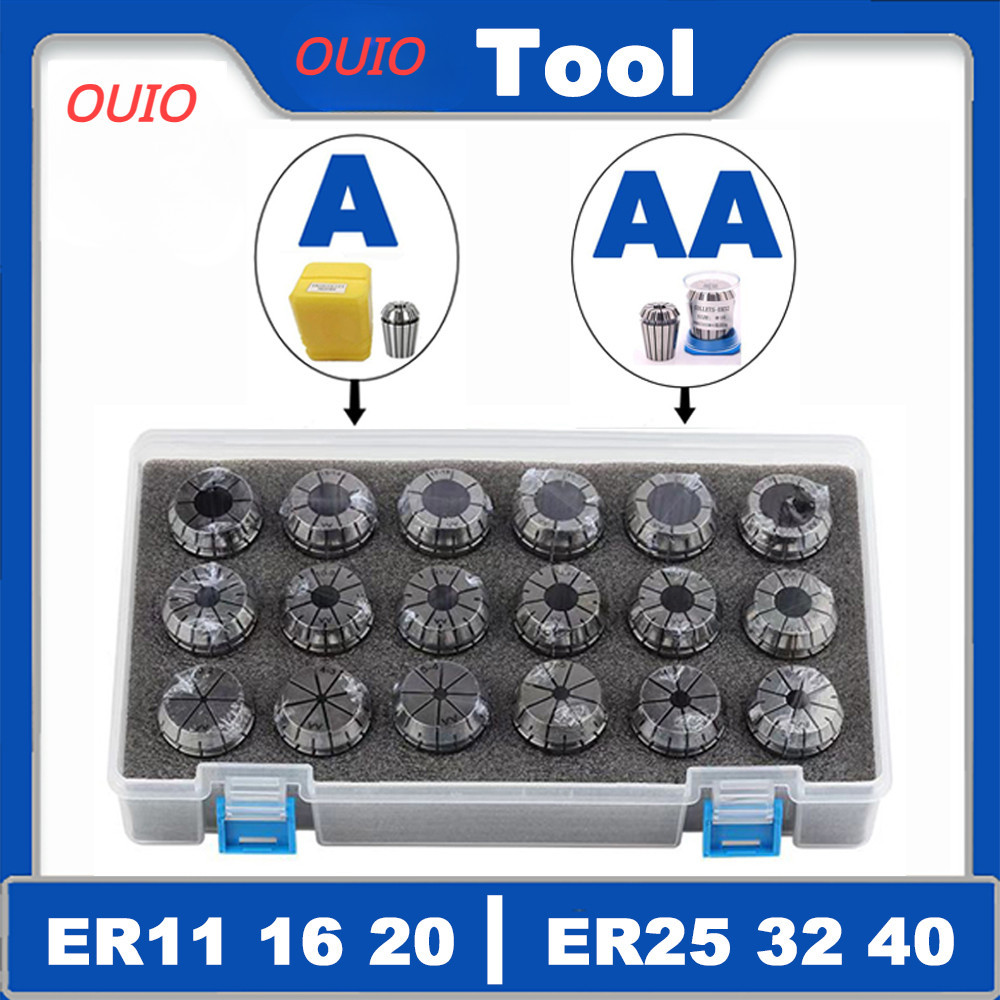 OUIO ER11 ER16 ER20 ER25 ER32 ER40 ชุด ER ฤดูใบไม้ผลิ Collet ชุด Chuck 0.015 0.008 มม. AA สําหรับ CN