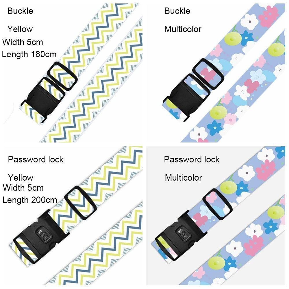 Lemontre เข็มขัดกระเป๋าเดินทาง,หลากสี 1.8M/2M Baggage Bunding Strap,ทนทานดอกไม้ลายบรรจุปลอดภัยสะดวกหัวเข็มขัดกระเป๋าเดินทางอุปกรณ์เสริมการเดินทาง