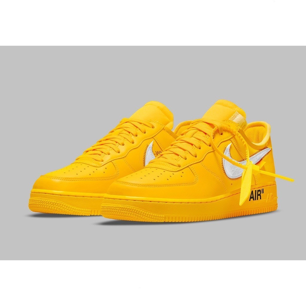 Off-white x Air Force 1 gold limited cushion gold men Women Lovers Support