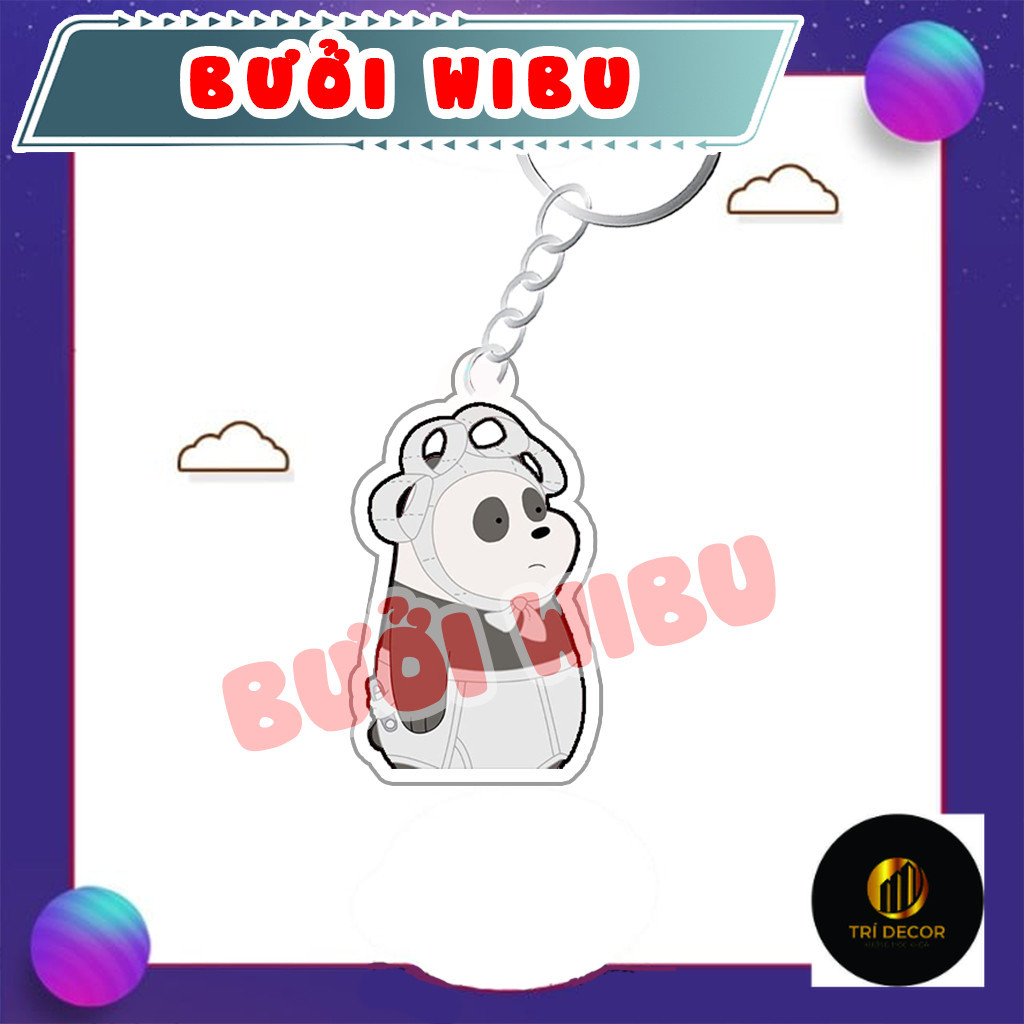 พวงกุญแจอะคริลิค we bare bears grizzly bear แพนด้าขาว อุปกรณ์เสริมสําหรับกระเป๋าถือ5