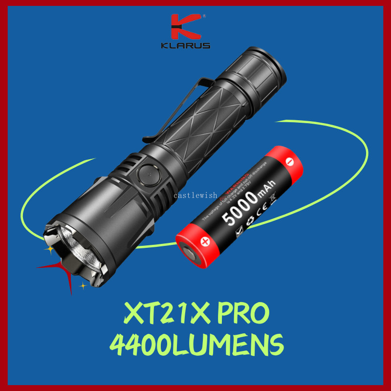 Klarus XT21X Pro LED 4400Lumens USBC ชาร์จโคมไฟไฟฉายสําหรับตั้งแคมป์กลางแจ้ง