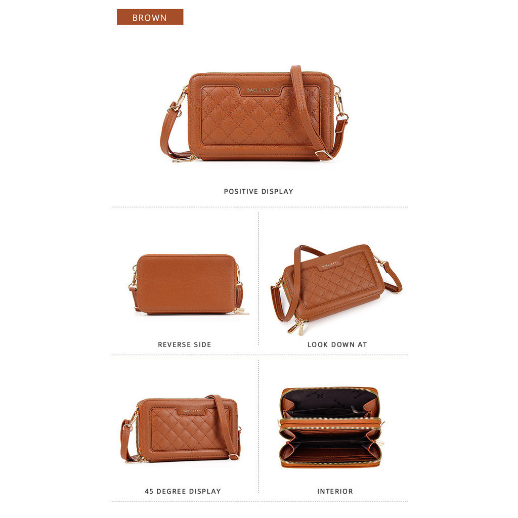 แฟชั ่ นของ Baellerry กระเป ๋ าโทรศัพท ์ มือถือซิปคู ่ กระเป ๋ าสะพายไหล ่ ใหม ่ กระเป ๋ าสตรีขนมเปียกปูน