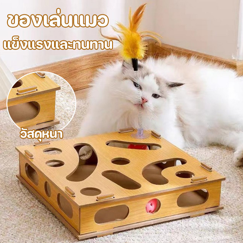 COD 3 In1ของเล่นแมว ระฆังในตัว รางบอลแมว พร้อมไม้ทีเซอร์ และลูกบอล แมวผ่อนคลาย ติดตามของเล่น แข็งแรงและทนทาน