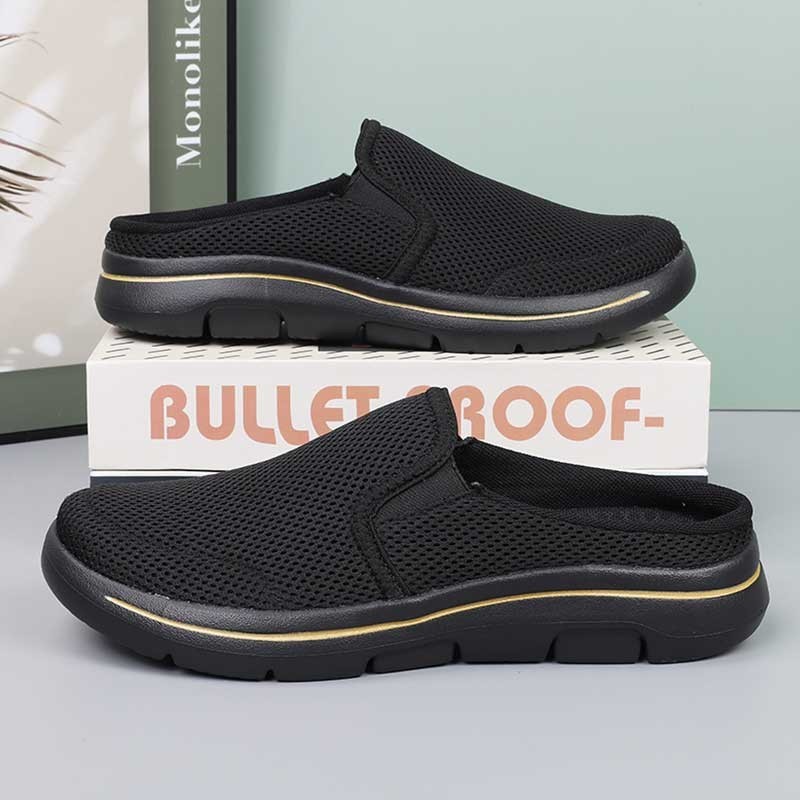 [35-48] คู่น้ําหนักเบา รองเท้าครึ่งตาข่ายผู้ชาย Slip on shoes Causal shoes สําหรับผู้หญิงผู้ชาย