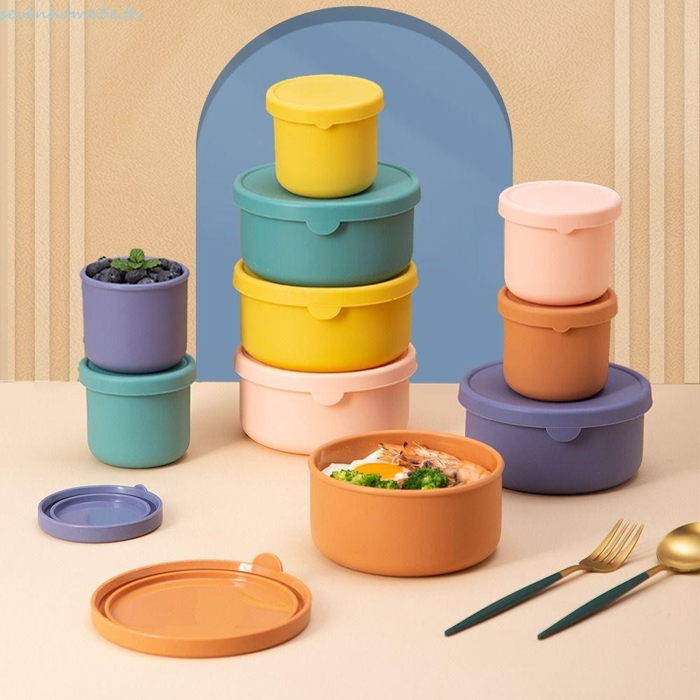Sevenhome3e ภาชนะเก็บอาหาร,ฝาปิด,กล่องอาหารกลางวันแบบใช้ซ้ําได้,หลายสี Airtight BPA ฟรีเครื่องล้างจานปลอดภัยซิลิโคนชามเด็ก