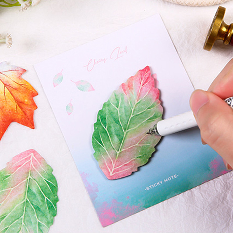 30แผ่นจําลองใบรูปร่างเหนียวบันทึกโรงเรียนสํานักงานแบบพกพาใบสไตล์แผ่นบันทึก