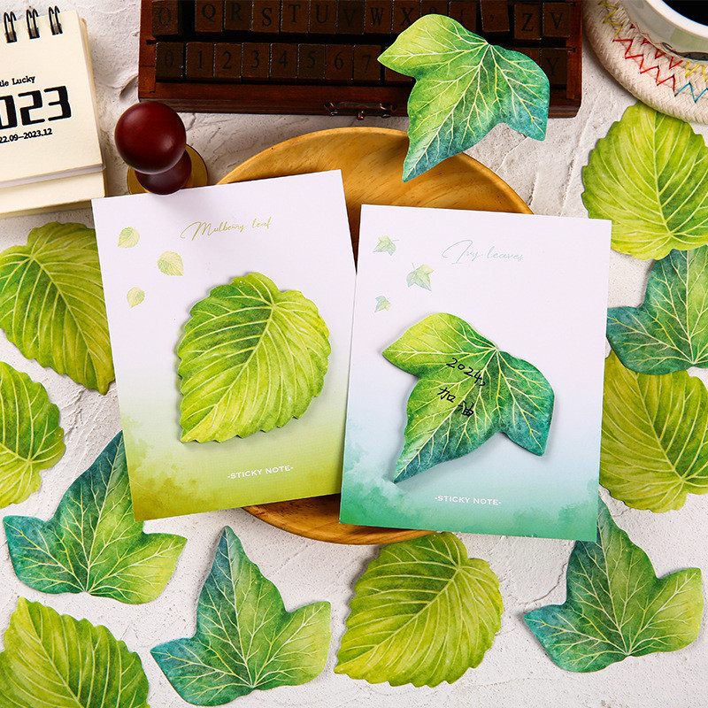 30แผ่นจําลองใบรูปร่างเหนียวบันทึกโรงเรียนสํานักงานแบบพกพาใบสไตล์แผ่นบันทึก