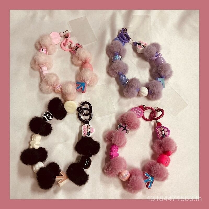 สาวหัวใจสายรุ้งหัวใจรักลูกปัดเคสโทรศัพท์แขวนโซ่อินเทรนด์หญิงทุกการแข่งขันกระเป๋ามือโซ่ ซีซีดี กล้องโซ่พวงกุญแจ