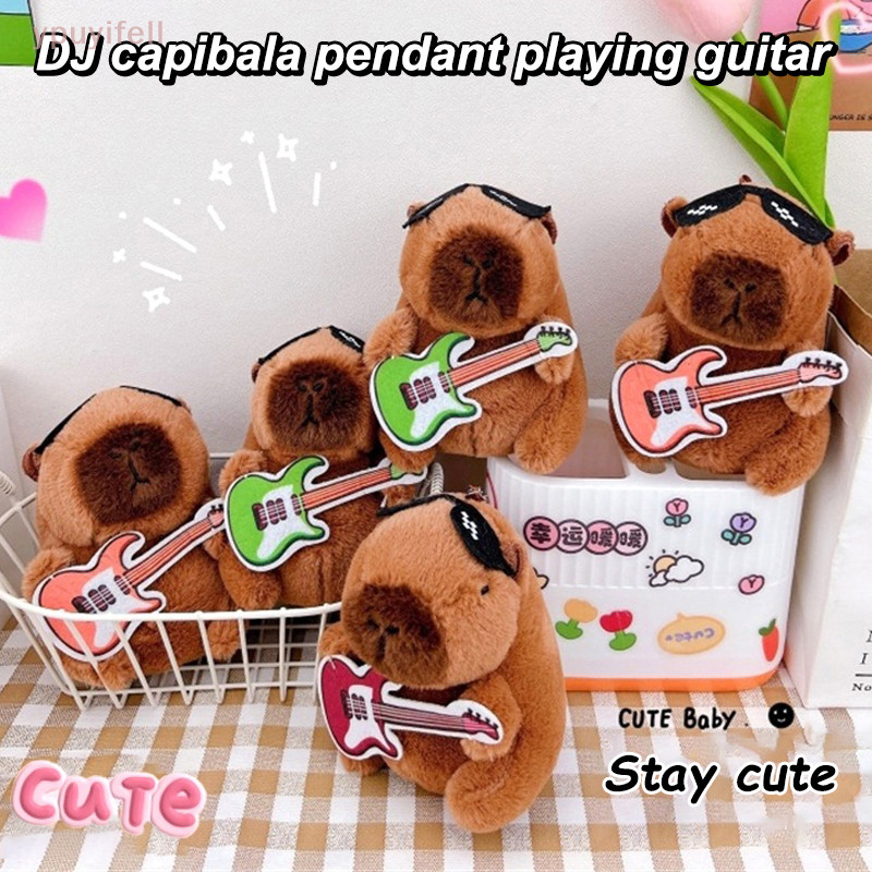 [YPU] Guitar Kopi neckala Plush Toy การ์ตูน Capybara combed จี้นุ่มยัดตุ๊กตาพวงกุญแจกุญแจรถแหวนกระเป๋าตกแต่ง nicen n niceks combed colourd