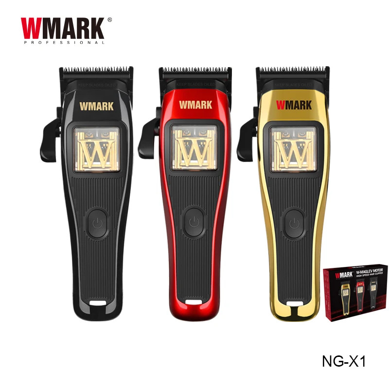 Wmark-ng-x1 MAGLEV ช่างทําผมความเร็วสูง 10000 RPM เครื่องตัดกันไฟฟ้า การเปลี่ยน 3 สีโดยใช้แท่นชาร์จ