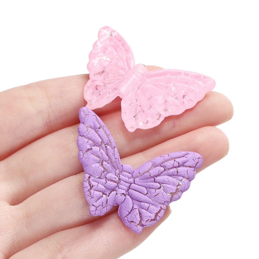 St. kunkka 5-10 ชิ้นอะคริลิคลูกปัดผีเสื้อ Crack สีสเปรย์ขนาดใหญ่ลูกปัดผีเสื้อสําหรับ DIY สร้อยข้อมือสร้อยคอทํา - รูปที่ 6