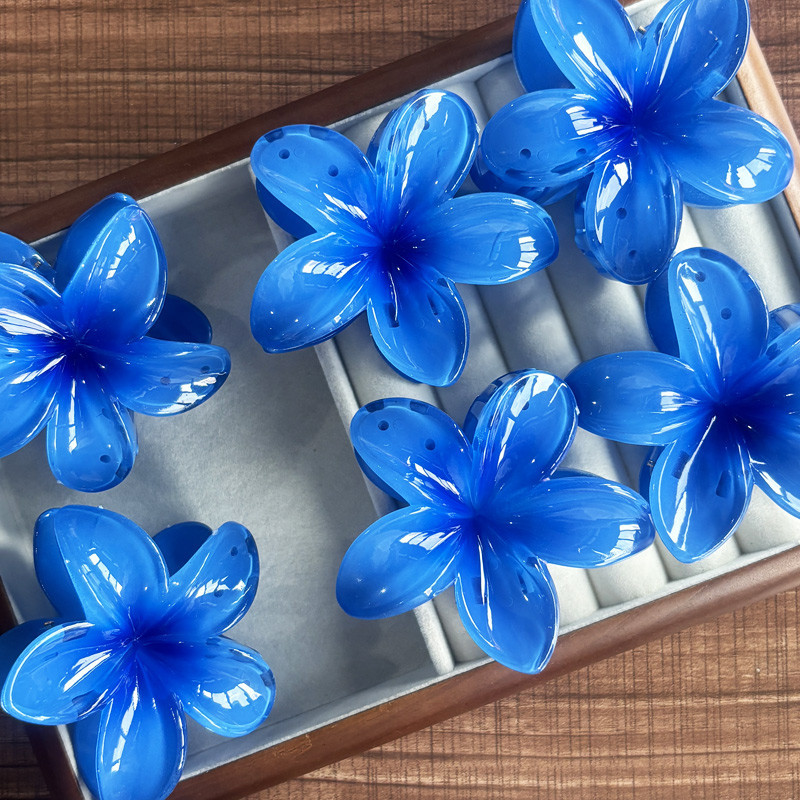 Blue Bauhinia กิ๊บหนีบผมดอกไม ้Claw คลิปด้านหลังหัวคลิปฉลามแฟชั่นเครื่องประดับผมริมทะเล 8 ซม.