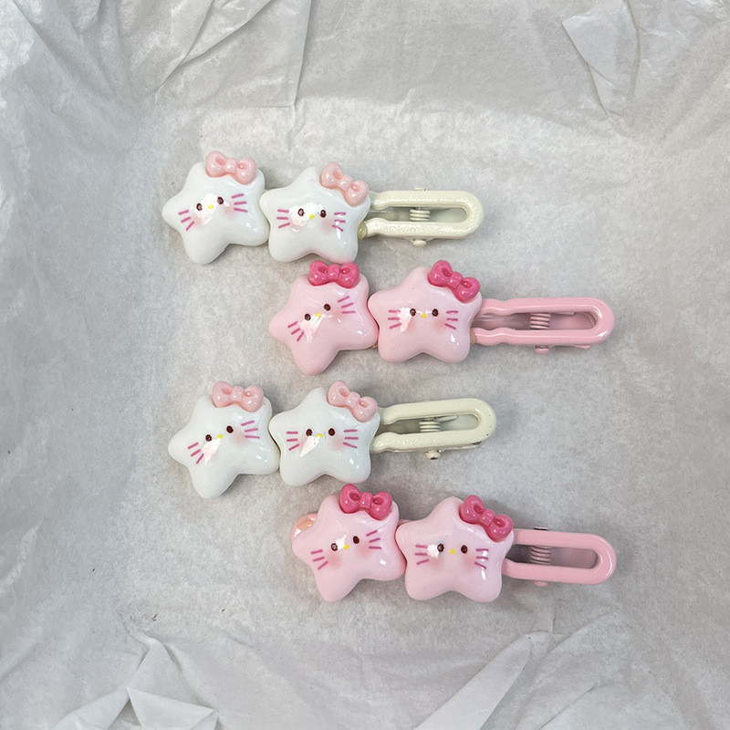 การ์ตูนโบว์แมวดาวกิ๊บหวานน่ารักสาวเรียบคลิปอุปกรณ์ผมนักเรียน - รูปที่ 2