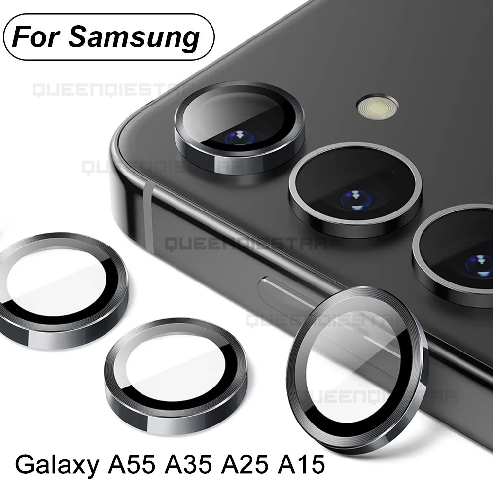 ตัวป้องกันเลนส์กล้อง กระจกนิรภัย แหวนโลหะ เลนส์ฝาครอบหน้าจอฟิล์ม สำหรับ Samsung Galaxy A16 A06 A13 A55 A35 A25 A15 LTE A05 A05s A14 A34 A24 A54
