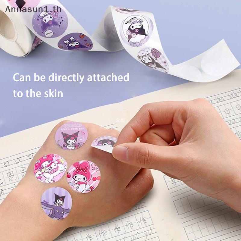 Annasun Kawaii Kuromi Hello Kitty การ์ตูนเด็กรางวัลสติกเกอร์ของขวัญตกแต่ง Decals ของเล่น 500 ชิ้น/ม้วนสติกเกอร์ Sanrio TH