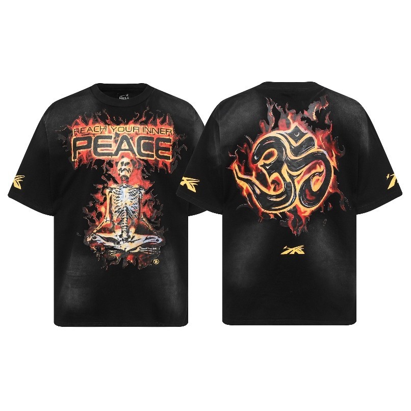 ขายร้อน hellstar Studios Reach Your Inner Peace minimalist พิมพ์ผ้าฝ้ายแท้เสื้อยืดแขนสั้นลําลองสําหรับผู้ชายและผู้หญิง