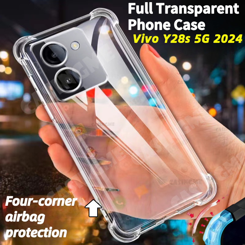 Vivo Y28s 5G 2024 ถุงลมนิรภัยปลอกใสสําหรับ Vivo Y28s Y28 Y18 VivoY28S SY 28S 4G 5G 2024 ซิลิโคนกันกระแทกเคสโทรศัพท์โปร่งใส Clea ป้องกันปกหลัง