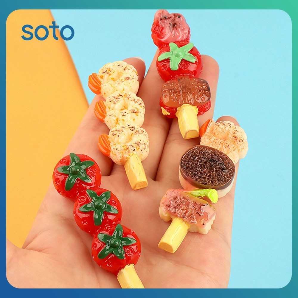 ♫ อาหารเลียนแบบเล่น Kebab อุปกรณ์เสริมเรซิ่นครีมกาว DIY โทรศัพท์มือถือกรณี Hairpin เชือกผมสติกเกอร์ตู้เย็น
