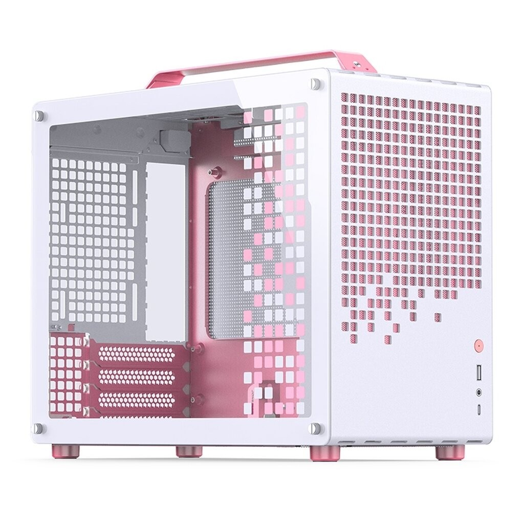 Jonsbo Z20 Pink-White With Tempered Glass รองรับ Micro-ATX/ iTX Mini-Tower Case Fan ARGB 3 ตัว