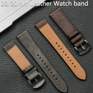 20 มม.22 มม.Quick Release สายหนังสําหรับ Samsung Galaxy Watch 6 5 4 40 มม.44 มม.เกียร์ Vintage สร้อยข้อมือสําหรับ Xiaomi Redmi นาฬิกา 3 Lite/Active