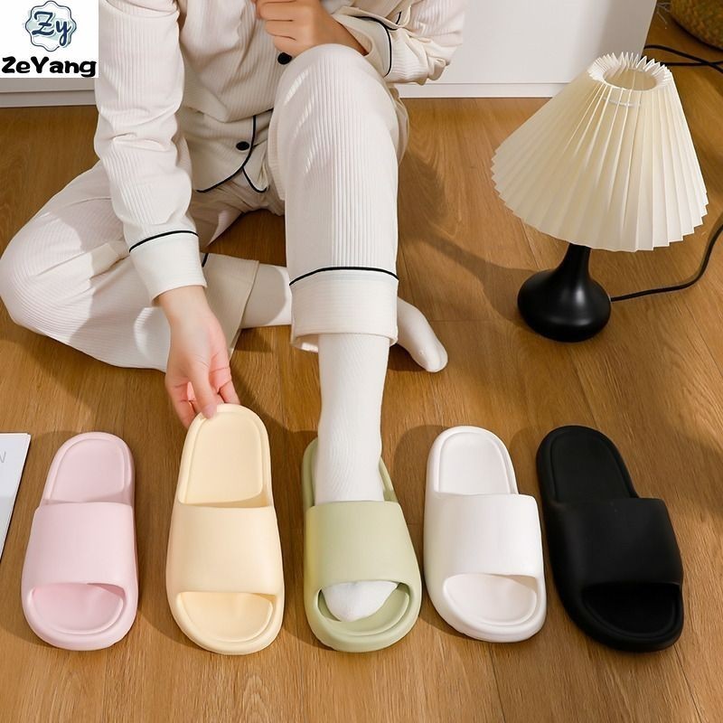 [ZY] คลังสินค้าพร้อมสไตล์คู่ก้าวบนอึรู้สึก Flip-Flops Soft-Soled บ้านรองเท้าแตะรองเท้าแตะในร่ม Anti-