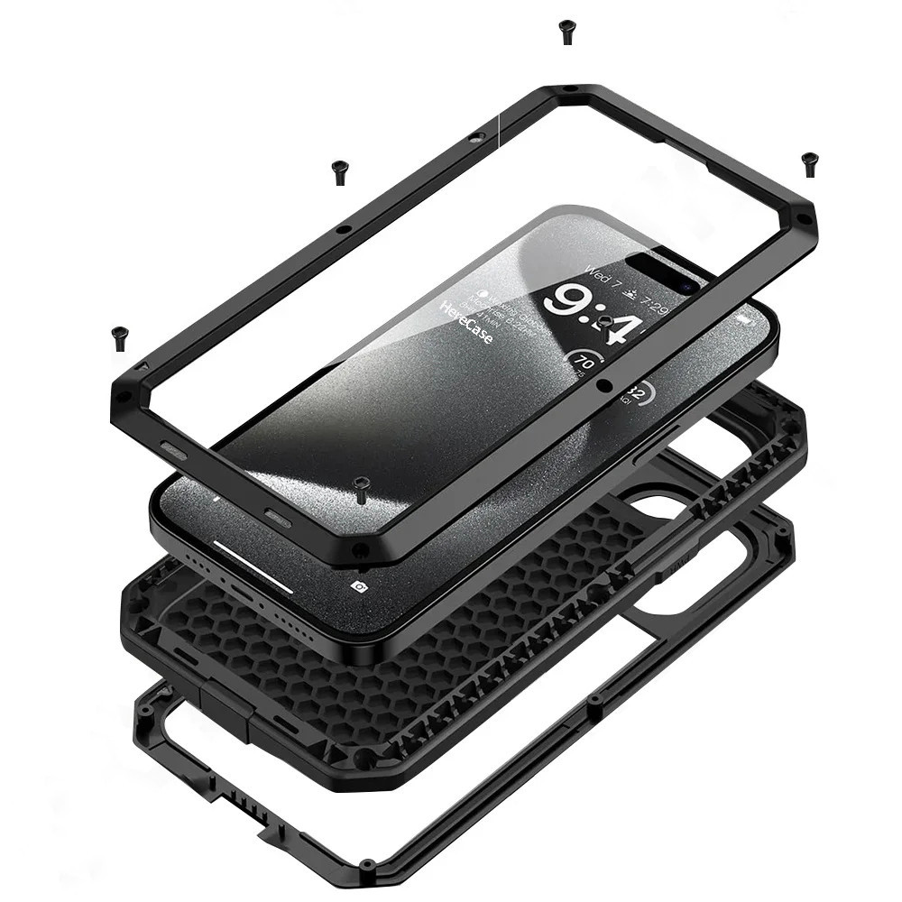 สําหรับiPhone 17 16 15 14 13 12 11 Pro Max XS XR 8 7 Plus SE 2022 โลหะHeavy Duty 360 Full BodyกันกระแทกArmourฝาครอบป้องกัน