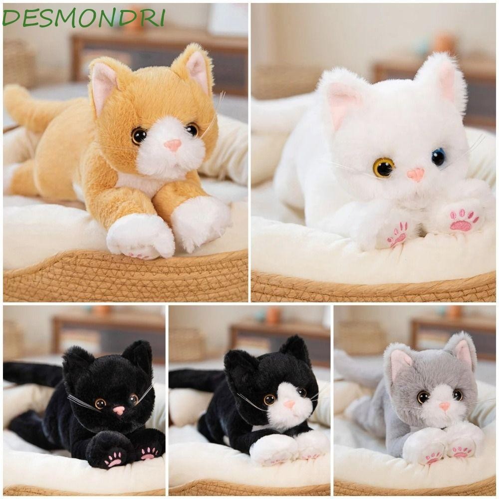 เดสมอนดริ จําลองแมวของเล่นตุ๊กตา,การ์ตูนแมวสีขาว/สีเทาตุ๊กตาหมอนลูกแมว,นุ่มโยนหมอนตุ๊กตา หน้า ผ้าฝ้ายน่ารักแมวสาวของเล่น