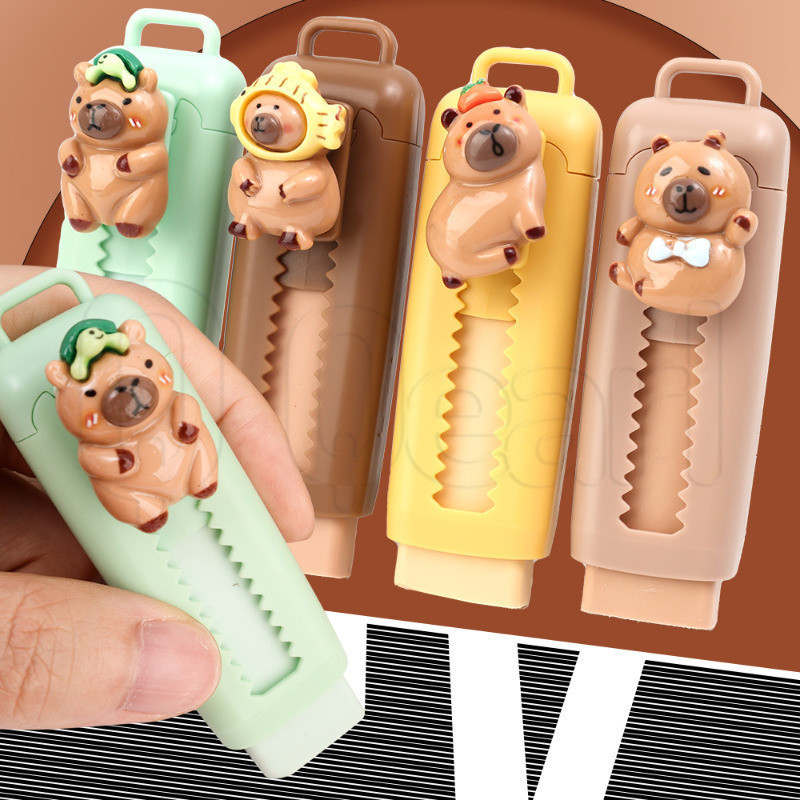 ยางลบ Capybara 3 ชิ้น - ยางลบแบบกดดึง - การวาดภาพเช็ด - สําหรับนักเรียน - ไร้ร่องรอย - ยางลบดินสอยืดได้ - เครื่องเขียนธีมการ์ตูน - อุปกรณ์สํานักงานของโรงเรียน