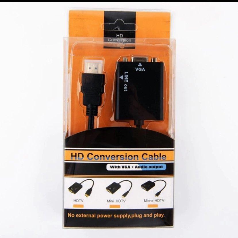 สายแปลง HDMI to VGA Cable สายจาก HDMIออกVGA สาย HDMI Cable Converter Adapter HD1080p Cable สายแปลง H