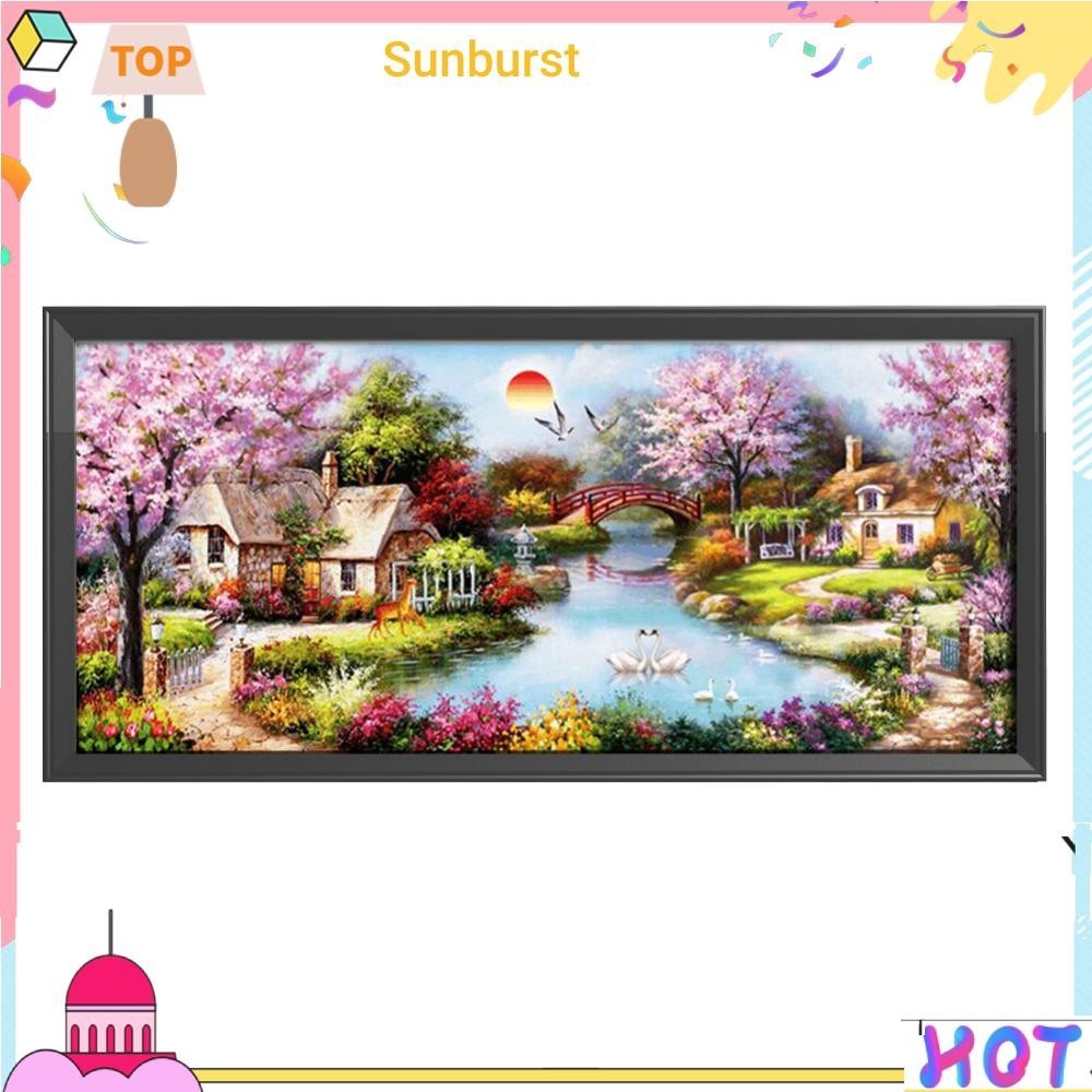 11ct Garden Cottage พิมพ์ชุดปักครอสติส Handmade ผ้าใบเย็บปักถักร้อยชุด [Sunburst11.th]