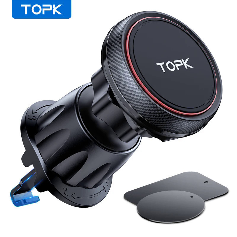 TOPK Magnetic Car Phone Mount in Car Phone Holder Air Vent Magnetic, 6 N52 Magnets Universal Mobile 