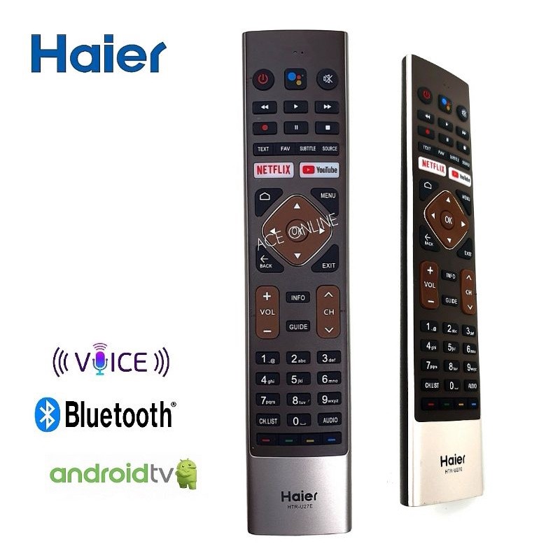 Haier android TV/สมาร์ททีวีรีโมทคอนโทรล HTR-U27E ใช้งานร่วมกับ LE50K6600UG LE55K6600UG LE65K6600UG..