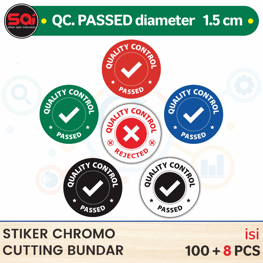 QC PASSED STICKER - การควบคุมคุณภาพ - สติ๊กเกอร์รีเซ็ต - DIAMETER 1.5 cm - CHROMO